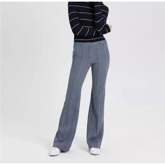 THEORY Women’s Size 8 Demitra 2 Eldora Stripe Flare Wool Pants - Picture 2 of 10